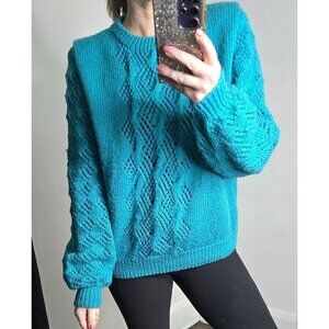 Vintage Handmade Chunky Knit Blue Sweater